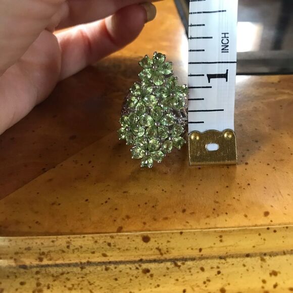 Natural Peridot Sterling Silver Cocktail Ring Size 7 - Picture 7 of 8